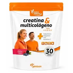 Creatina y Multicolágeno Pinisan 270 g sabor frutos del bosque