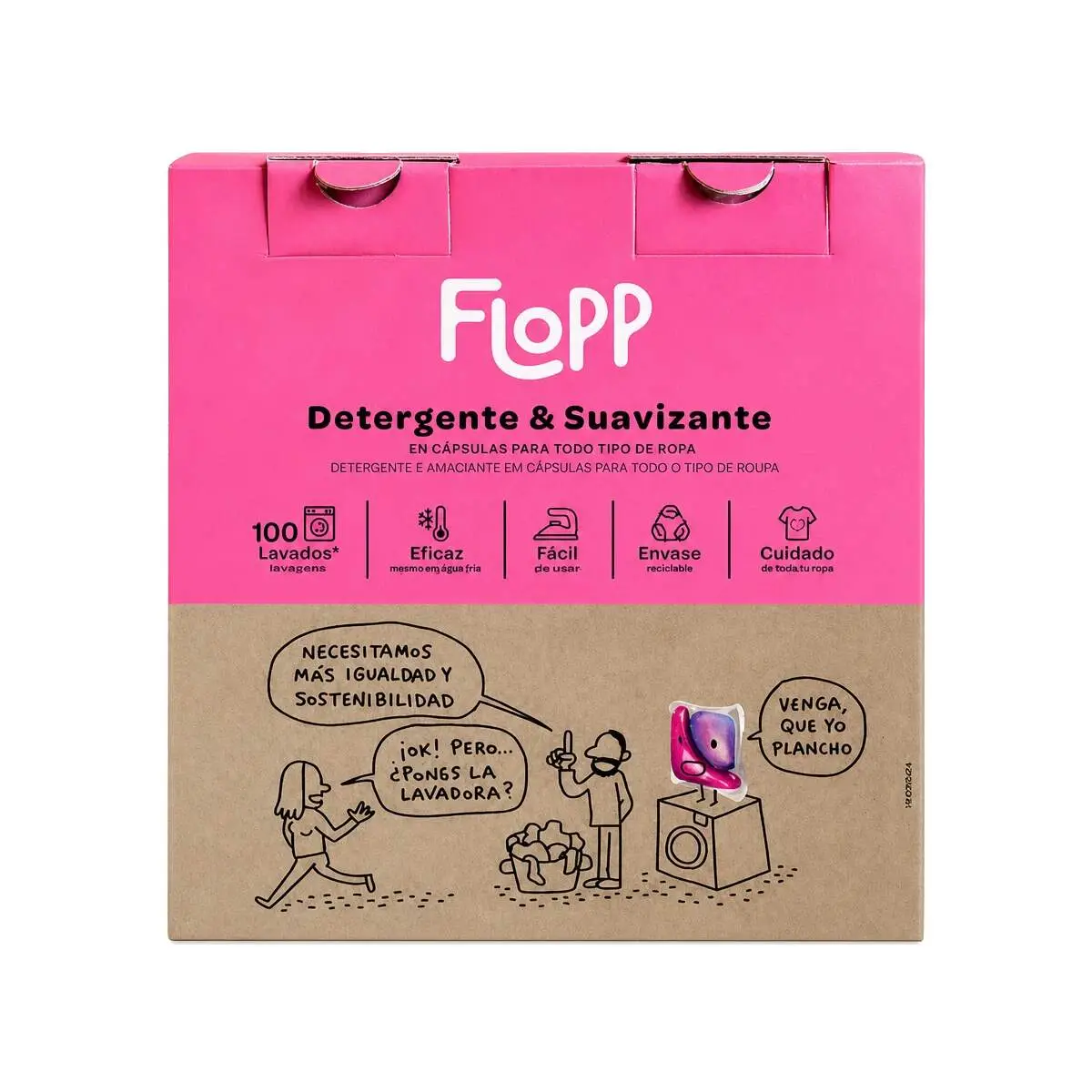 Flopp detergente y suavizante 2 en 1 de 100 cápsulas